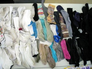 Sorted socks in colour groups